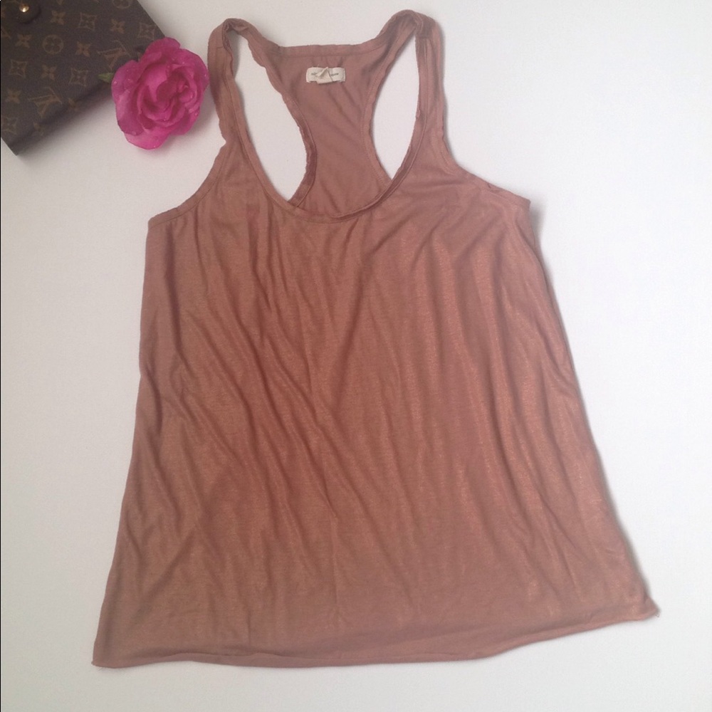 Silence + Noise raw edge racer back tank top.